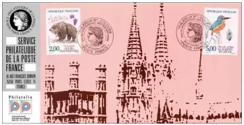 079 Official map Exhibition Philatelia 1991 France FDC Ours Bear Oiseau Bird