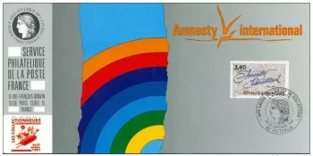 081 Official map Exhibition Puteaux 1991 France FDC Amnesty International