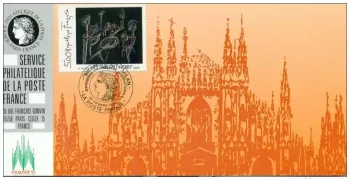 086 Official map Exhibition Milanofil 1992 France FDC Blackboard Matta