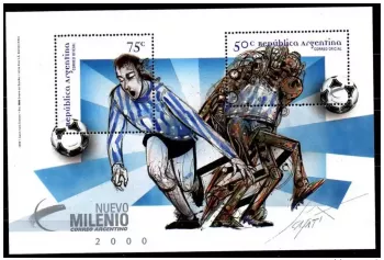 ARGENTINE ARGENTINA 2000 FOOTBALL SOCCER FUSSBALL 1 BLOC BLOCK SHEET Mi. 67