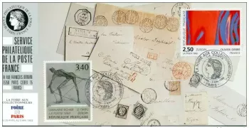 102 Official map Exhibition Fair Paris 1993 FDC Europa CEPT Olivier Debré