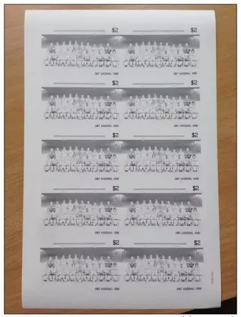 ST-VINCENT 1987 SOCCER SHEET 10 BARCLAY'S 1ST LEAGUE CLUB ARSENAL GUNNERS PROOF