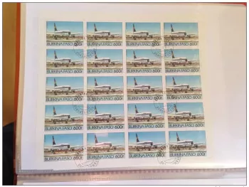 Burkina Faso Airplane AIRBUS A300 - B4 & 2 sheets of 20 RARE used