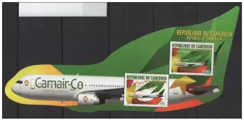 Kamerun 2011 Mi. 1266-1267 Bl. 38 Erstflug Douala-Paris Camair-Co Flugzeug