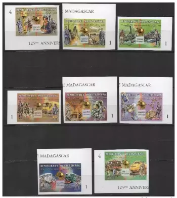 Madagascar 1999/2000 UPU Plane Avion Train TGV Space Cosmos Bateau IMPERF