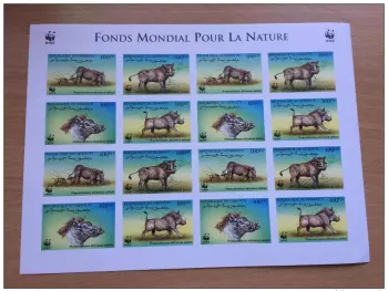 Djibouti 2000 Mi. 678-681 IMPERF WWF Warthog Wildlife sheet of 16 RARE