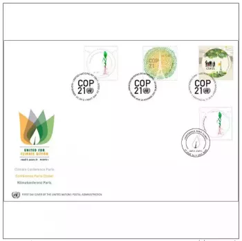 France - ONU 2015 COP21 Climat Climate  emission commune FDC 4 timbres