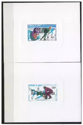 Djibouti 1984 Epreuve de luxe Mi. 397-398 Jeux Olympiques d´Hiver  Sarajevo