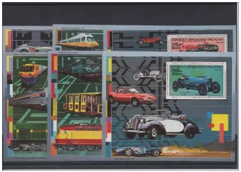 Madagascar 1989 Cars Trains Autos Opel Bugatti Mercedes-Benz Mi. No. 96-101