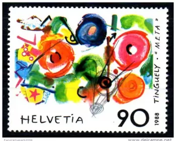 Emission Commune France Suisse 1988 Oeuvre Tinguely META Art Yvert 1308 cote 6 €