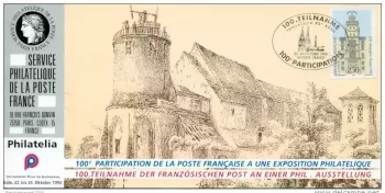 110 Official map Exhibition Cologne 1993 FDC Telegraph Chappe 1793 Kölner Dom