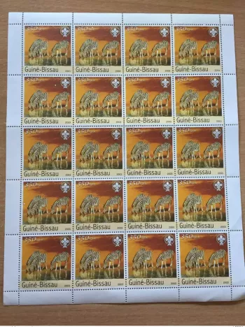 Guinea-Bissau 2003 Mi. 2841 Fauna Zebras Local Franking RARE!
