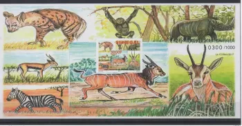 Senegal 2017 Mi. Bl. 111 IMPERF Block Wildlife National Park Monkey Rhinoceros