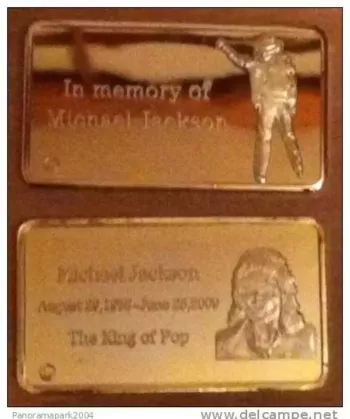MICHAEL JACKSON MINI-LINGOT DORE VERGOLDET KING OF POP GOLD GOLDBARREN