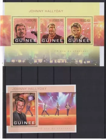 Guinea 2013 Johnny Hallyday offizieller Bogen und Block Postfrisch