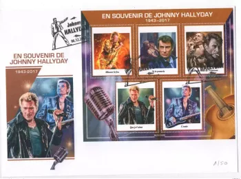 Collector-Umschlag Johnny Hallyday 1943-2017 Hommage Stempel Nr.1