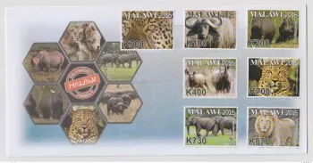 Malawi 2016 Endangered Animals Elefant Elephant Rhinoceros Lion FDC 1er jour