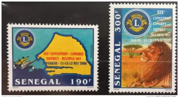 Sénégal 2000/2001 LIONS CLUB CONVENTION LION LÖWE CONGRES 2 val. RARE MNH