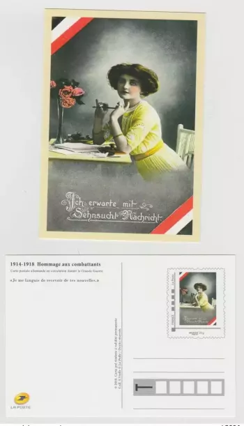 Frankreich 2018 - Ganzsache Postkarte Je me languis 1914-1918 Weltkrieg