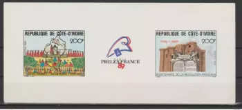 Elfenbeinküste Luxusprobedrucke 1989 Philexfrance 200 Jahre Franz. Revolution
