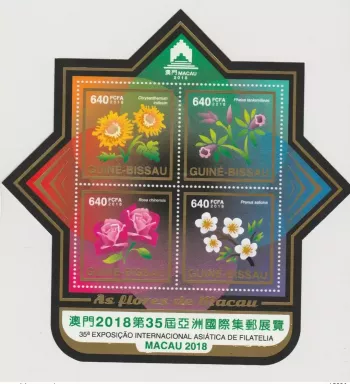 Guinea Bissau 2018 Mi. Bl.? Foil Macao Flora Flore Flowers Blüten Pink
