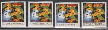 São Tomé & Príncipe 2009 Mi. 3982I-3988I Vögel Papagei 4 Werte Fauna