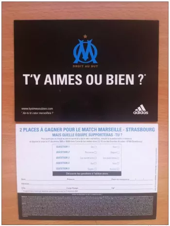 FRANCE POSTCARD OLYMPIQUE DE MARSEILLE OM STRAIGHT TO THE POINT DO YOU LIKE IT