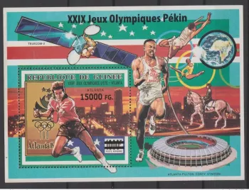 Guinée 2008 Mi. Bl. 1640 Surchargé Atlanta 1996 Beijing Jeux Olympiques 2008