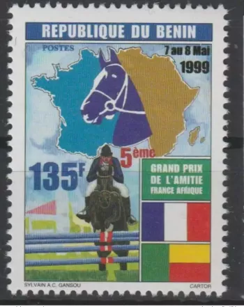 Benin 1999 Mi. 1223 135 F Horse Horseback Horseracing Grand Prix de l'Amitié