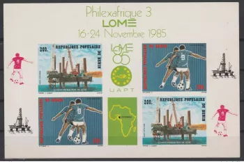 Benin 1985 Mi. 401-402 Luxusprobe Fußball Philexafrique Lomé Erdöl