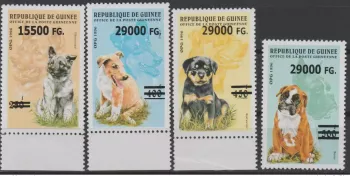 Guinea 2008 Mi. 6335-38 overloaded Overprint Dogs Hunde Wildlife