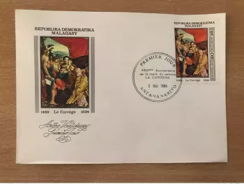 Madagascar 1984 Mi. 948 FDC Art Painting Correggio 1489 1534 painter