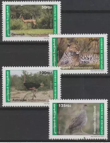 Djibouti2012 Mi. 815 818 ** neuf MNH Faune Fauna Leopard Panther Autruche Oiseau