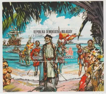Madagascar 1987 / 1992 Mi. Bl. 58A 1492 Christophe Colomb Découverte Amérique