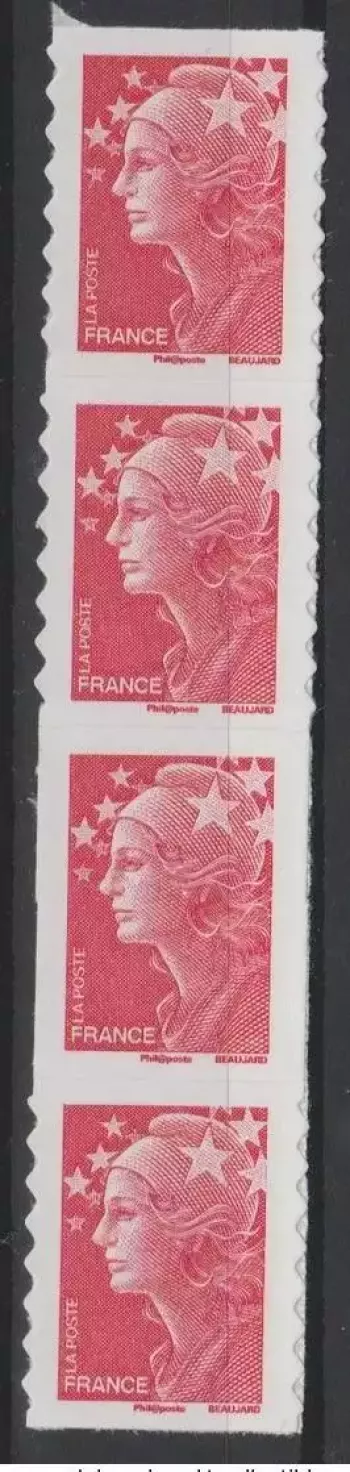 France 2008 YT adhesive 175a Marianne de Beaujard IMPERF accidental Red New**
