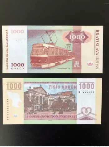 2020 Matej Gabris 1000 Korun Bratislava Elektricka Tatra Tram B UNC ESSAY Limité