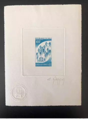 Mali 1966 Mi. 134 Epreuve d'artiste Artist Proof UNESCO 20 ans Durrens