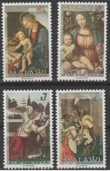 Malawi 1998 Mi. 694 - 697 Christmas Noël Natal Botticelli Da Vinci Art Painting