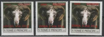 Sao Tome & Principe 2008/2009 Mi. 3998 - 4004 sheep Schaf Faune 3 val.