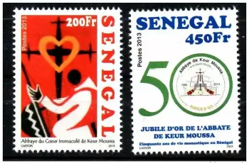 Sénégal 2013 Jubilé d'or 50 Abbaye de Keur Moussa Abbey Coeur immaculé 2 val MNH