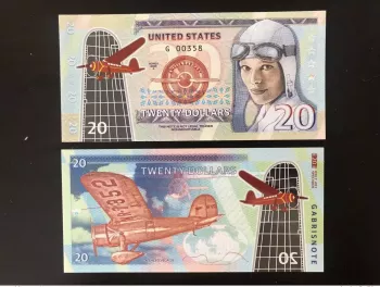 2020 Matej Gabris 20 Dollars Polymer USA Lockheed Vega Earhart SERIE G UNC ESSAY