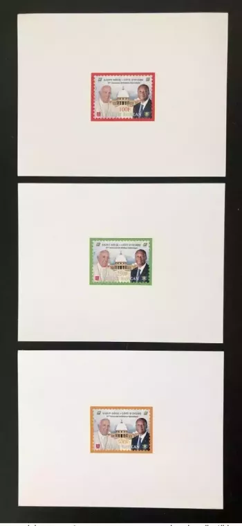 Elfenbeinküste 2020 Mi. 1650 1652 Luxusproben Gemeinschaftsausgabe Vatikan Papst