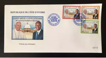 Elfenbeinküste 2020 FDC Ersttagsbrief Gemeinschaftsausgabe Vatikan 50 Jahre