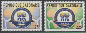 Gabon 2004 Mi. 1671 1672 FIFA 100 ans years Jahre Football Soccer Map RARE !