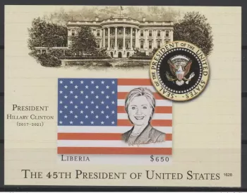 Liberia 2016 Mi. Bl. 754 ND NON EMIS Hillary Clinton President White House Flag