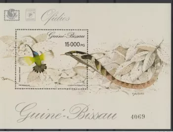 Guinea-Bissau 1994 Mi. Bl. 294 Schlange Snake Vogel Bird MNH