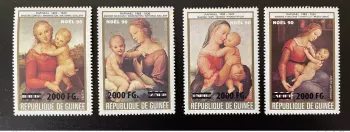 Guinée 2009 Mi. 6722/5 surchargé Christmas 90 Raphaël Tableau Religion Art