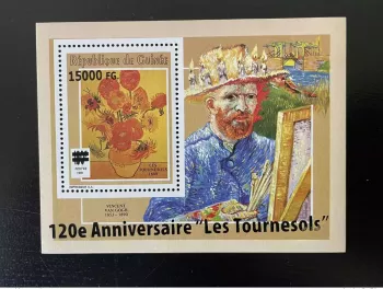 Guinea 2008 Mi. Bl. 1649 Aufdruck Sonnenblumen Vincent Van Gogh