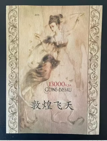 Guinée-Bissau 2019 IMPERF ND Mi. Bl. 1882 Buddhism Flying Apsara Dunhuang Bois