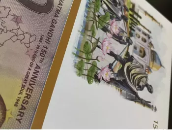 Euro Souvenir banknote Cover Mahatma Gandhi India 150 Ans Angola Banknotenbrief